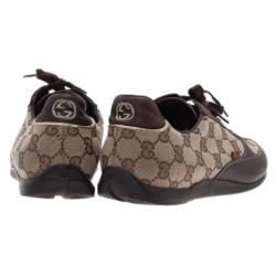 Pre Owned Gucci Guccissima Canvas and Leather Sneakers Size 38.5