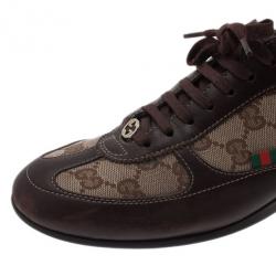 Pre Owned Gucci Guccissima Canvas and Leather Sneakers Size 38.5