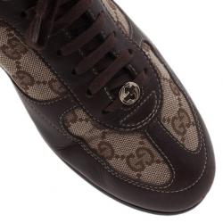 Pre Owned Gucci Guccissima Canvas and Leather Sneakers Size 38.5