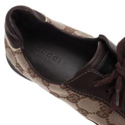 Pre Owned Gucci Guccissima Canvas and Leather Sneakers Size 38.5