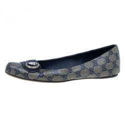 مملوكة مسبقًا Gucci Navy Guccissima Crystal ‘Hysteria’ Flats Size 39