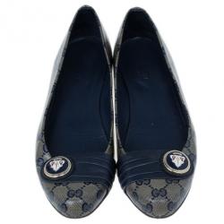 مملوكة مسبقًا Gucci Navy Guccissima Crystal ‘Hysteria’ Flats Size 39