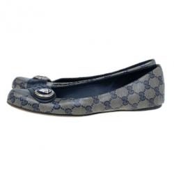 مملوكة مسبقًا Gucci Navy Guccissima Crystal ‘Hysteria’ Flats Size 39