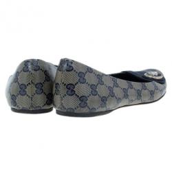 مملوكة مسبقًا Gucci Navy Guccissima Crystal ‘Hysteria’ Flats Size 39