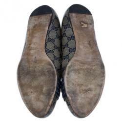 مملوكة مسبقًا Gucci Navy Guccissima Crystal ‘Hysteria’ Flats Size 39