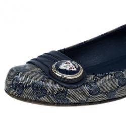 مملوكة مسبقًا Gucci Navy Guccissima Crystal ‘Hysteria’ Flats Size 39