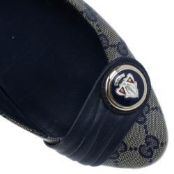 مملوكة مسبقًا Gucci Navy Guccissima Crystal ‘Hysteria’ Flats Size 39