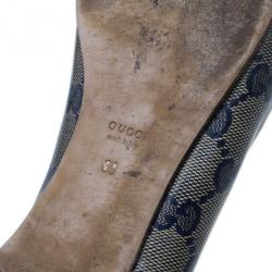 مملوكة مسبقًا Gucci Navy Guccissima Crystal ‘Hysteria’ Flats Size 39