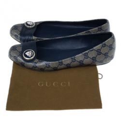 مملوكة مسبقًا Gucci Navy Guccissima Crystal ‘Hysteria’ Flats Size 39