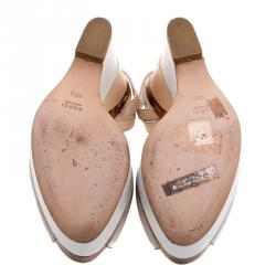 Pre Owned صندل غوتشي كوتاو ترتواز جلد ثنائي اللون مقدمة مفتوحة كعب روكي مقاس 40.5