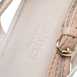 Pre Owned صندل غوتشي كوتاو ترتواز جلد ثنائي اللون مقدمة مفتوحة كعب روكي مقاس 40.5