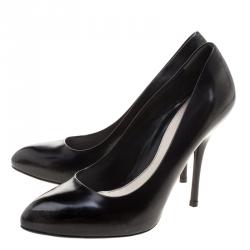 Pre Owned حذاء كعب عالي غوتشي جلد رمادي لونين مقاس 39