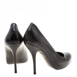 Pre Owned حذاء كعب عالي غوتشي جلد رمادي لونين مقاس 39