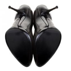 Pre Owned حذاء كعب عالي غوتشي جلد رمادي لونين مقاس 39