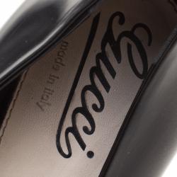 Pre Owned حذاء كعب عالي غوتشي جلد رمادي لونين مقاس 39