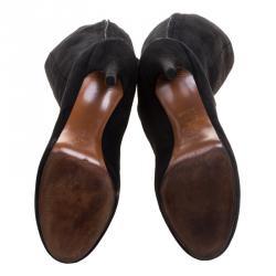 Pre Owned Gucci Black Suede Platform Tall Boots Size 39.5