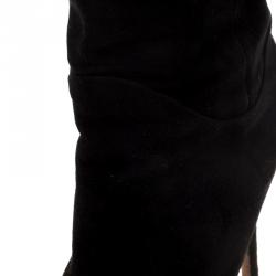 Pre Owned Gucci Black Suede Platform Tall Boots Size 39.5