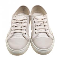 Gucci Off White GG Canvas and Leather Low Top Sneakers Size 38