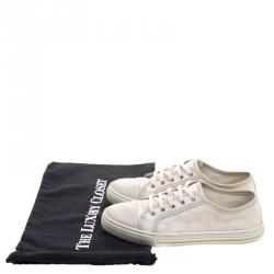 Gucci Off White GG Canvas and Leather Low Top Sneakers Size 38
