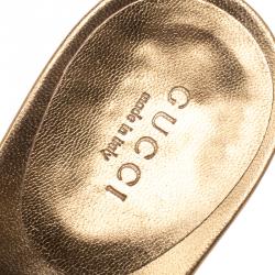 مملوكة مسبقًا حذاء غوتشي مقدمة مفتوحة كعب مرصع كانفاس GG بيج مقاس 39