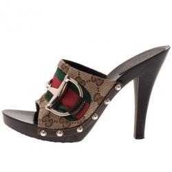 Pre Owned Gucci Guccissima Icon Bit Web Detail Clogs Size 36