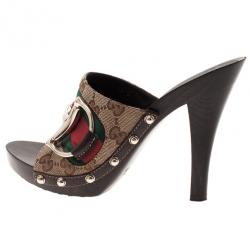 Pre Owned Gucci Guccissima Icon Bit Web Detail Clogs Size 36