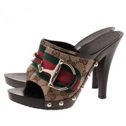 Pre Owned Gucci Guccissima Icon Bit Web Detail Clogs Size 36