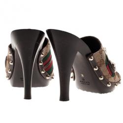 Pre Owned Gucci Guccissima Icon Bit Web Detail Clogs Size 36