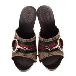 Pre Owned Gucci Guccissima Icon Bit Web Detail Clogs Size 36