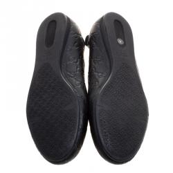 Pre Owned Gucci Black Guccissima Leather Ballet Flats Size 41