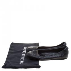 Pre Owned Gucci Black Guccissima Leather Ballet Flats Size 41