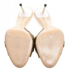 Pre Owned Gucci Olive Green Guccissima Leather Horsebit Slides Size 39.5