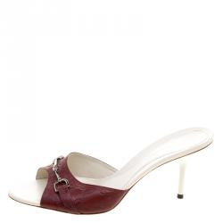 مملوكة مسبقًا Gucci Maroon Guccissima Leather Horsebit Slides Size 39.5