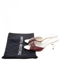مملوكة مسبقًا Gucci Maroon Guccissima Leather Horsebit Slides Size 39.5
