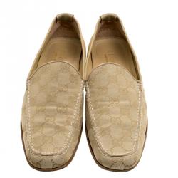 مملوكة مسبقًا Gucci Beige Guccissima Canvas Loafers Size 40.5