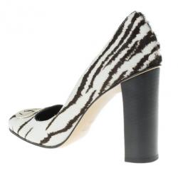 Pre Owned Gucci Zebra Pony Hair GG Pumps Size 38.5