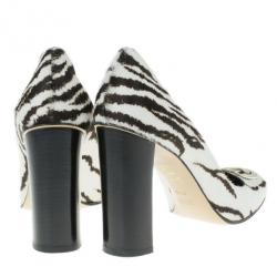 Pre Owned Gucci Zebra Pony Hair GG Pumps Size 38.5