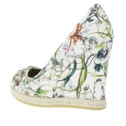 Pre Owned Gucci Infinity Flora Canvas Charlotte Espadrilles Wedges Size 38.5