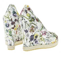 Pre Owned Gucci Infinity Flora Canvas Charlotte Espadrilles Wedges Size 38.5