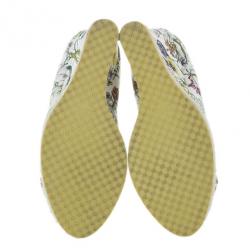 Pre Owned Gucci Infinity Flora Canvas Charlotte Espadrilles Wedges Size 38.5
