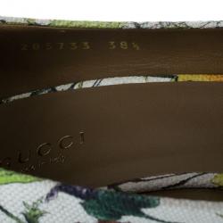 Pre Owned Gucci Infinity Flora Canvas Charlotte Espadrilles Wedges Size 38.5