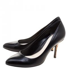 Pre Owned حذاء كعب عالي غوتشي كعب شكل صدفة سلحفاه صوفيا جلد أسود مقاس 38