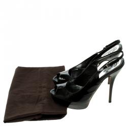 Pre Owned صندل غوتشي فتحة كعب نعل سميك صوفيا لامع أسود مقاس 38.5