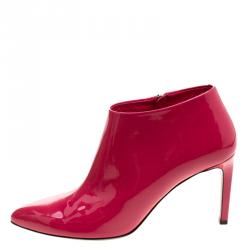 Pre Owned Gucci Pink Patent Leather Noah Ankle Booties Size 40
