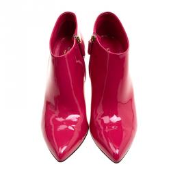 Pre Owned Gucci Pink Patent Leather Noah Ankle Booties Size 40
