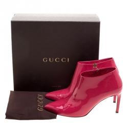 Pre Owned Gucci Pink Patent Leather Noah Ankle Booties Size 40