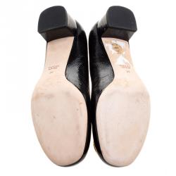 Pre Owned Gucci Black Patent Leather GG Interlocking Pumps Shoes Size 38