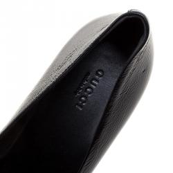 Pre Owned Gucci Black Patent Leather GG Interlocking Pumps Shoes Size 38