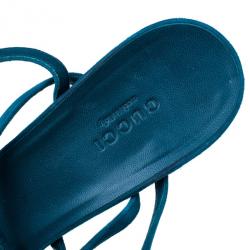 مملوكة مسبقًا Gucci Turquoise Suede GG Cage Ankle Strap Sandals Size 39.5