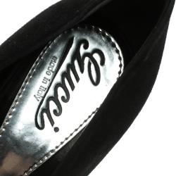 مملوكة مسبقًا Gucci Black Suede Sofia Peep Toe Platform Pumps Size 38